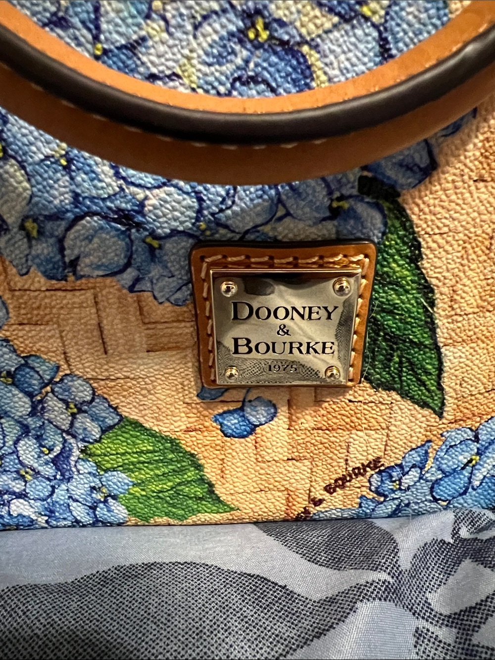 Dooney & Bourke Yellow Hydrangea Print Satchel with Blue Floral Accents - Picture 2 of 9